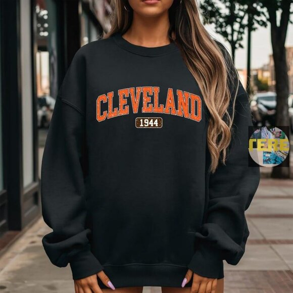 Cleveland browns College Pullover Cleveland Fan shirt sweatshirt black 1944 - Picture 1 of 2